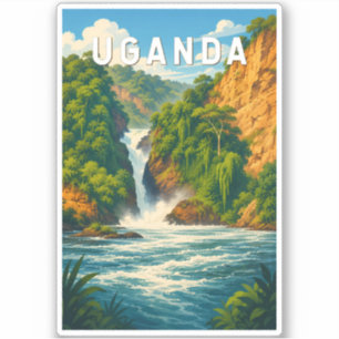 Uganda Illustration Travel Art Vintage
