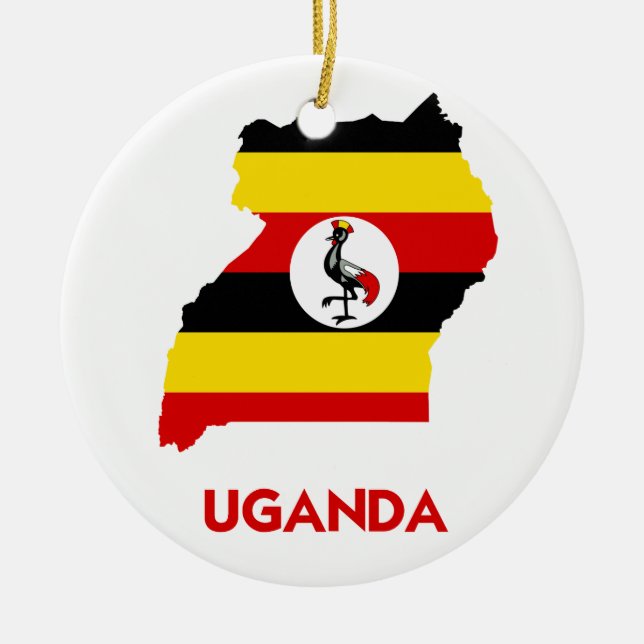 UGANDA MAP CERAMIC TREE DECORATION (Front)