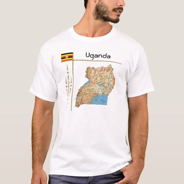 Uganda Map + Flag + Title T-Shirt (Front)