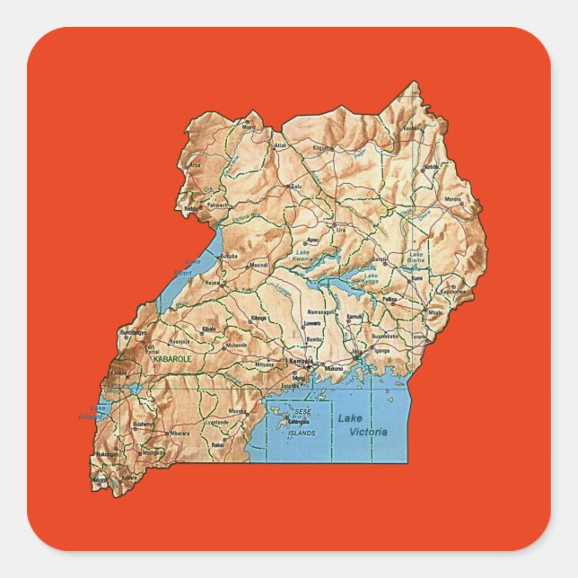 Uganda Map Sticker (Front)
