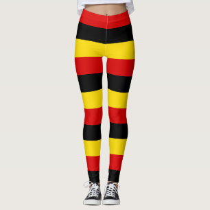 Uganda National Flag Colours Horizontal Striped Leggings