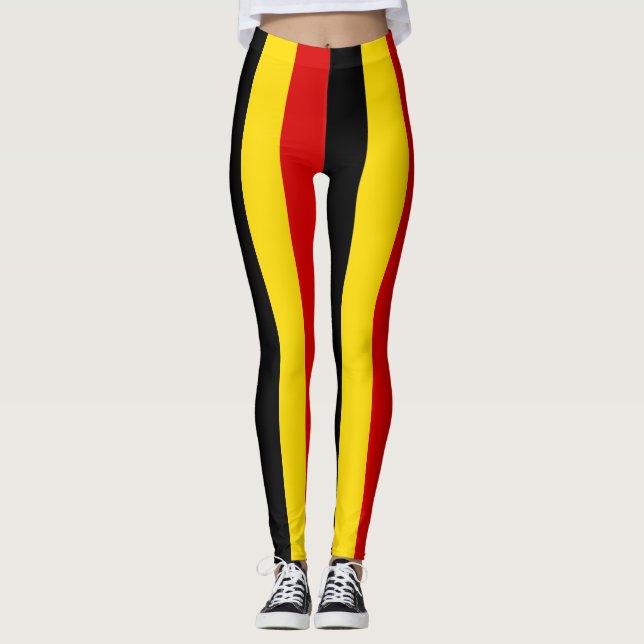 Uganda National Flag Colours Vertical Striped Leggings (Front)
