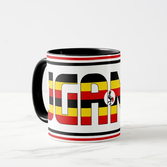 Uganda National Flag Patriotic Coffee Mug (Front Left)