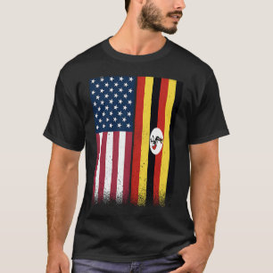 Uganda Ugandan American Flags Proud USA Uganda T-Shirt
