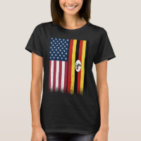 Uganda  Ugandan American Flags Proud USA Uganda