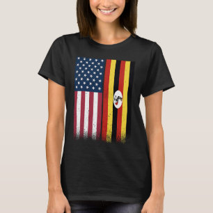 Uganda Ugandan American Flags Proud USA Uganda T-Shirt