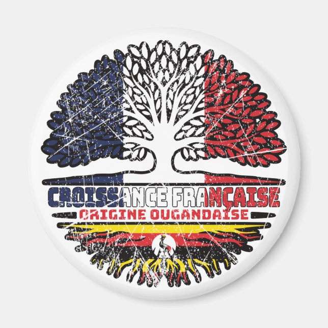 Uganda Ugandan French France Tree Roots Flag Magnet (Front)
