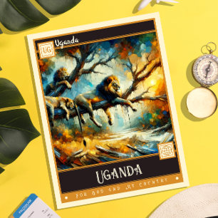 Uganda Vintage Painting Postcard