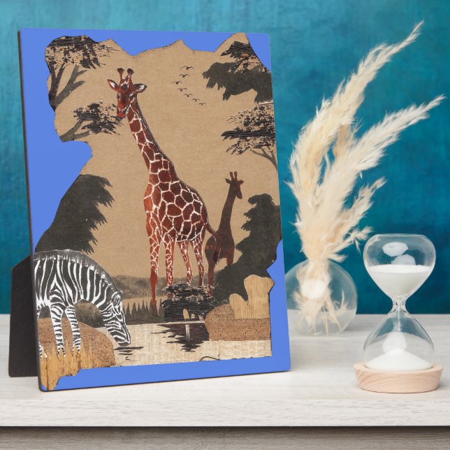 Uganda Wildlife Map Art Print Plaque (Side)