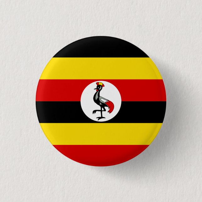 Ugandan Flag, Flag of Uganda 3 Cm Round Badge (Front)