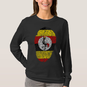 Ugandan Heritage Fingerprint Black Women's Long T-Shirt