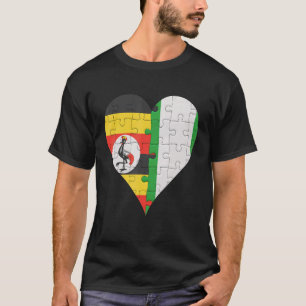 Ugandan Nigerian Flag Heart T-Shirt