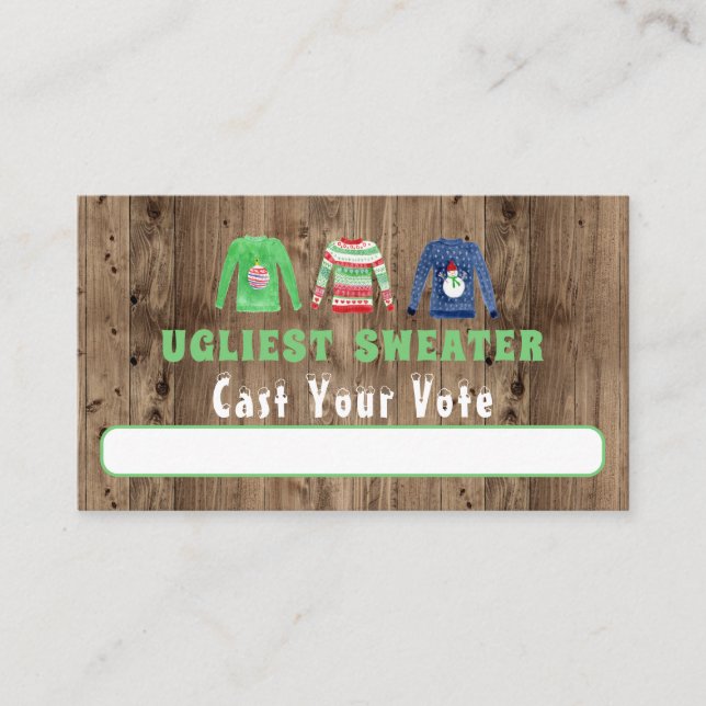 Ugliest Christmas Sweater  Voting Card  (Front)