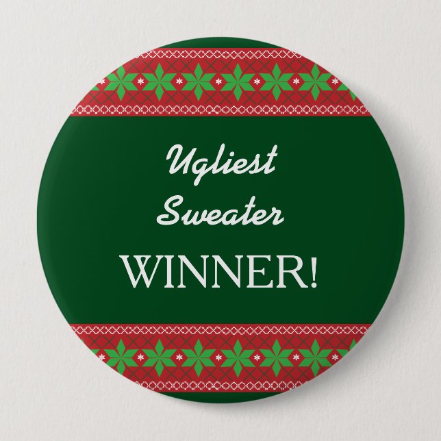 Ugliest Christmas Sweater Winner 10 Cm Round Badge (Front)