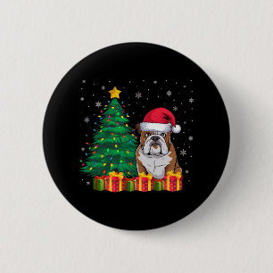Ugly American Bulldog Santa Hat Christmas Lights D 6 Cm Round Badge