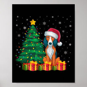 Ugly American Foxhound Santa Hat Christmas Lights  Poster