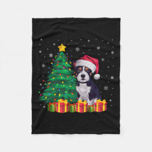 Ugly American Staffordshire Terrier Santa Hat Xmas Fleece Blanket