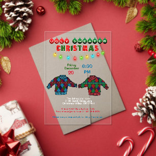 Ugly Argyle Sweater Christmas and Lights Acrylic Invitations