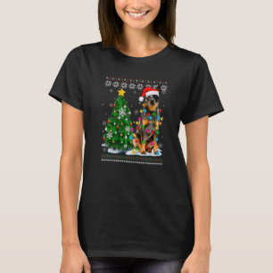 Ugly Australian Cattle Dog Santa Hat Christmas Tre T-Shirt