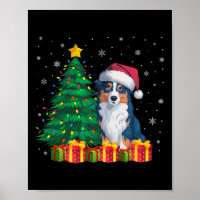 Ugly Australian Shepherd Santa Hat Christmas Light