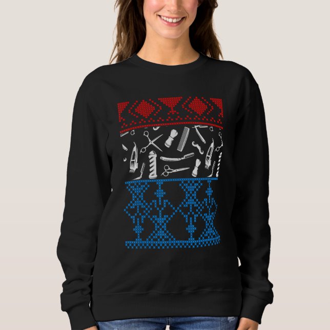 Ugly Barber Barbershop Santa Claus Xmas Sweatshirt (Front)