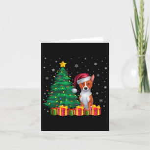 Ugly Basenji Santa Hat Christmas Lights Dog Lover  Card