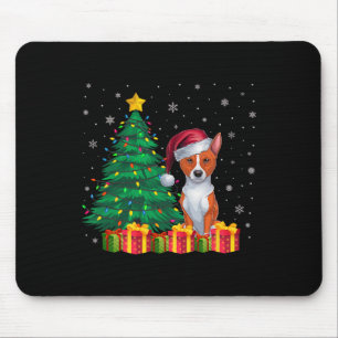 Ugly Basenji Santa Hat Christmas Lights Dog Lover Mouse Pad