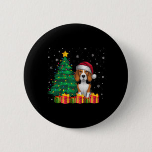 Ugly Beagle Santa Hat Christmas Lights Dog Lover X 6 Cm Round Badge