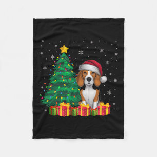 Ugly Beagle Santa Hat Christmas Lights Dog Lover X Fleece Blanket