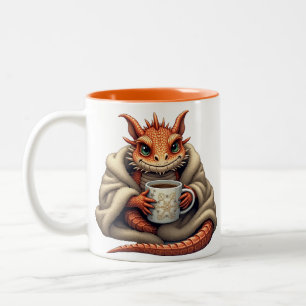 Ugly Bearded Dragon - Cosy Blanket & Coffee Lover  Two-Tone Coffee Mug