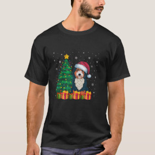 Ugly Bernedoodle Santa Hat Christmas Lights Dog Lo T-Shirt