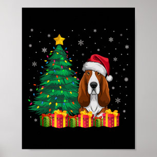 Ugly Bet Hound Santa Hat Christmas Lights Dog Love Poster