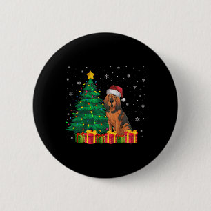 Ugly Bloodhound Santa Hat Christmas Lights Dog Lov 6 Cm Round Badge