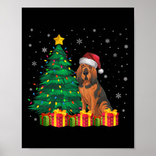 Ugly Bloodhound Santa Hat Christmas Lights Dog Lov Poster