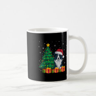 Ugly Border Collie Santa Hat Christmas Lights Dog Coffee Mug