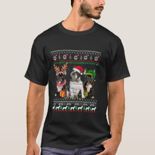 Ugly Boston Terrier Christmas Squad Tree Lights Xm T-Shirt