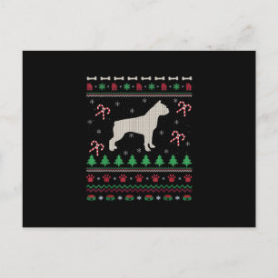 Ugly Boston Terrier Dog Xmas Gift Boston Terrier Announcement Postcard