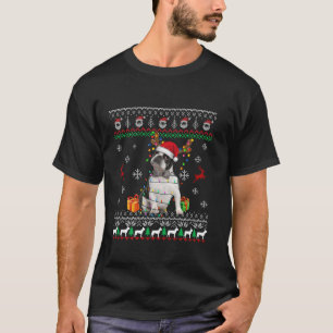 Ugly Boston Terrier Reindeer Christmas Tree Lights T-Shirt