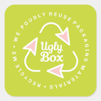 Ugly Box Recycled Packaging Sticker Lime & Pink