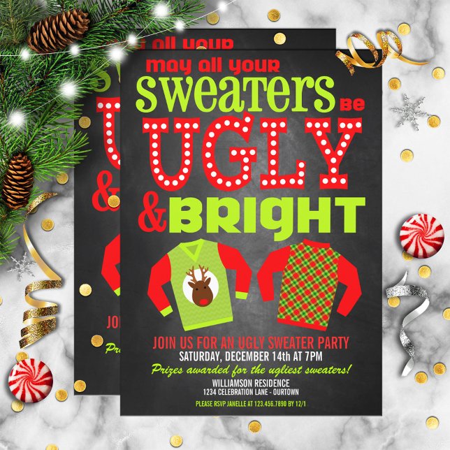 Ugly & Bright Christmas Sweaters Party Invitation (Creator Uploaded)