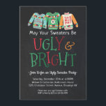 Ugly Bright Sweater Chalkboard Christmas Holiday Invitation<br><div class="desc">Ugly Bright Sweater Chalkboard Christmas Holiday Party Invitation</div>
