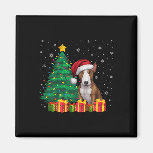 Ugly Bull Terrier Santa Hat Christmas Lights Dog L Magnet