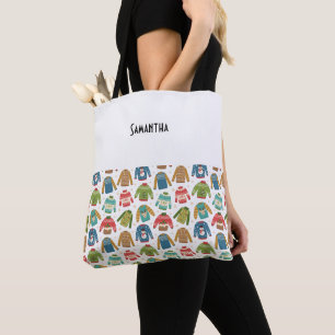 Ugly But Cute Ugly Christmas Sweaters Holiday Name Tote Bag