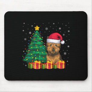 Ugly Cairn Terrier Santa Hat Christmas Lights Dog  Mouse Pad