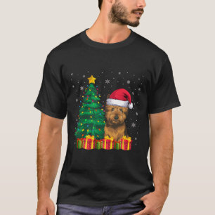 Ugly Cairn Terrier Santa Hat Christmas Lights Dog T-Shirt