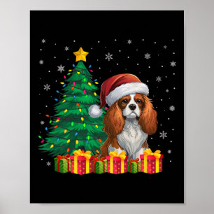 Ugly Cavalier King Charles Spaniel Santa Hat Xmas  Poster
