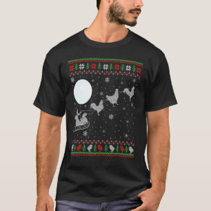 Ugly Chicken Xmas Santa Riding Raindeer Chicken T-Shirt