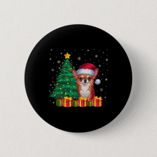 Ugly Chihuahua Santa Hat Christmas Lights Dog Love 6 Cm Round Badge