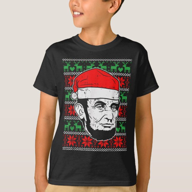 Ugly Christmas Abe Shirt Abraham Lincoln Santa Pat (Front)