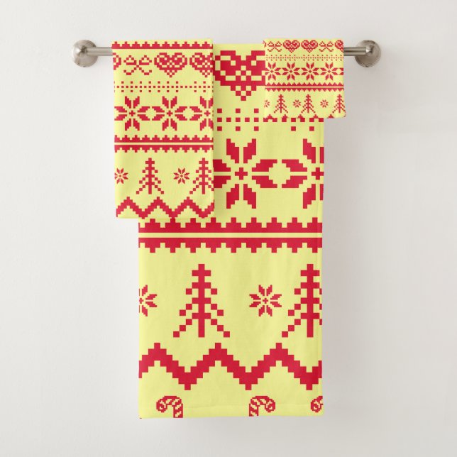 Ugly Christmas Abstract Pattern Bath Towel Set (Insitu)